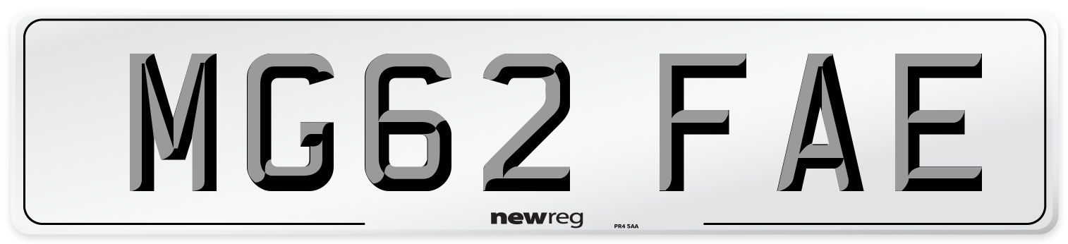 MG62 FAE Number Plate from New Reg